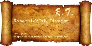 Rosenblüth Tivadar névjegykártya
